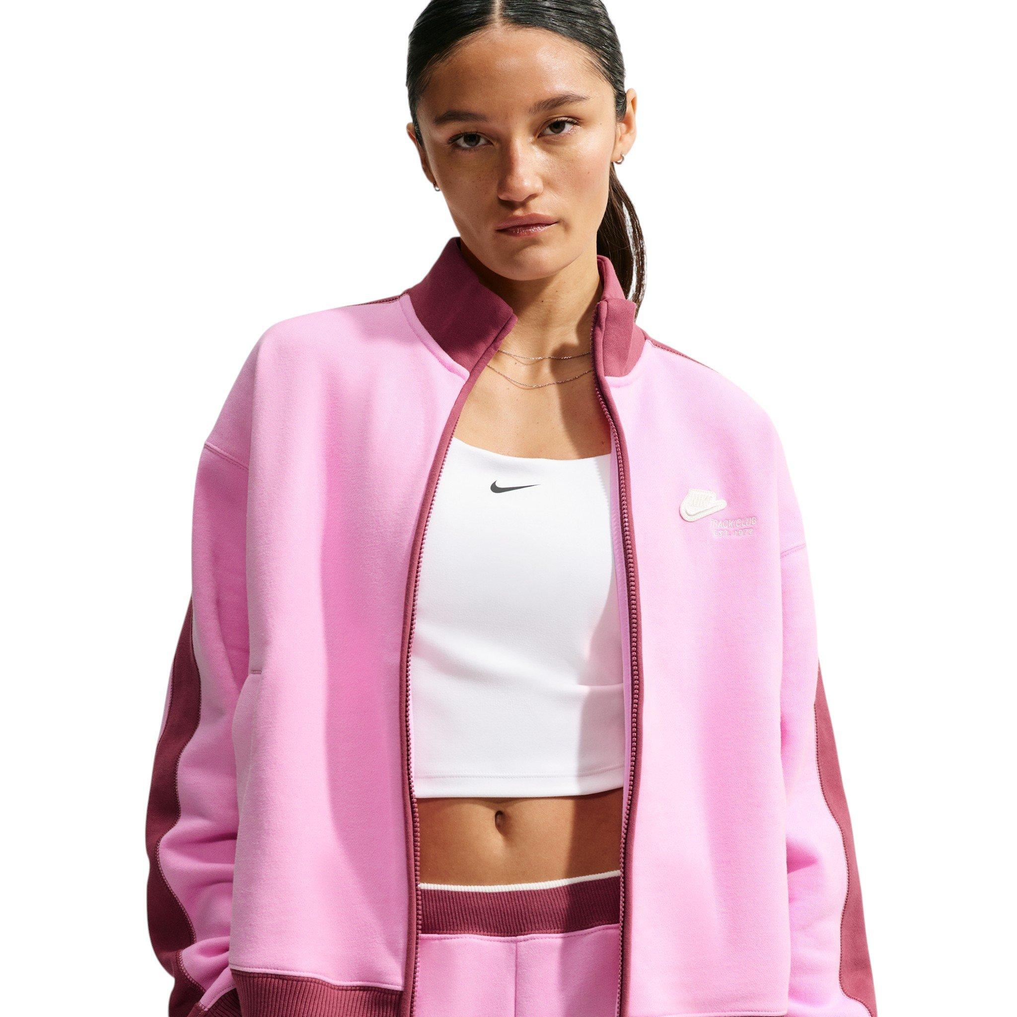 Nike Women's Studio Fleece Med-Weight "Nike Run Club" Track Jacket - Pink - PINK